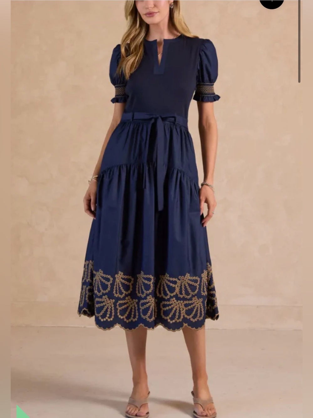 Current Air EMBROIDERY KNIT WOVEN COMBO MIDI , NEW, Medium, Navy Blue